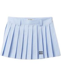 Miu Miu - Gingham-check Pleated Miniskirt - Lyst