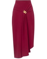 Elisabetta Franchi - Draping-Jewel Logo Midi Skirt - Lyst