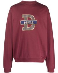 Drole de Monsieur - Logo-embroidered Cotton Sweatshirt - Lyst