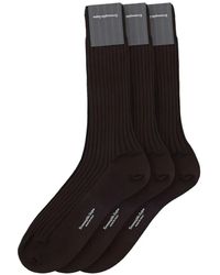 ZEGNA - Ribbed-Knit Logo-Print Socks (Set Of Three) - Lyst