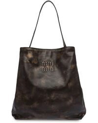 Miu Miu - Embossed-logo Leather Tote Bag - Lyst