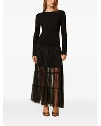 Twinset - Long Knit Dress With Plumetis Tulle - Lyst