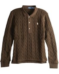 Polo Ralph Lauren - Cable-Knit Buttoned Polo Top - Lyst