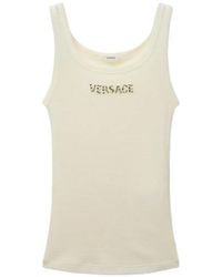 Versace - Embroidered Wool Ribbed Tank Top - Lyst