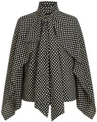 Petar Petrov - Polka-Dot Tie-Neck Blouse - Lyst