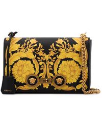 Versace Baroque Print Leather Shoulder Bag - Zwart