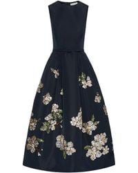 Oscar de la Renta - Vestido midi con motivo floral y apliques de lentejuelas - Lyst
