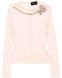 Simone Rocha - Carnation-Embellished Mesh Top - Lyst