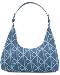 Calvin Klein - Monogram-Pattern Denim Shoulder Bag - Lyst