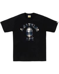 A Bathing Ape - Ape Head Check-Print T-Shirt - Lyst