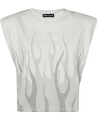 Vision Of Super - Flame-print Padded-shoulder Top - Lyst