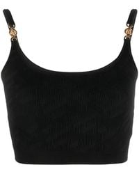 Versace - 'la Greca' Knitted Cropped Top - Lyst
