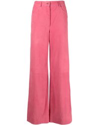 Alberta Ferretti - Wide-Leg Suede Trousers - Lyst