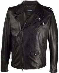 Dolce & Gabbana - Multi-pocket Leather Biker Jacket - Lyst