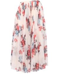 Philosophy Di Lorenzo Serafini - Pleated Floral Print Skirt With Airy Silhouette - Lyst
