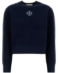 Tory Burch - Gebreide Trui Met Logo - Lyst