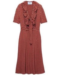 Prada - Polka-Dot Print Marocain Dress - Lyst