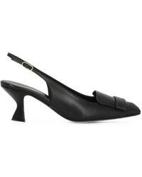 Sergio Rossi - Plaque-Detail Squared-Toe Slingback Pumps - Lyst
