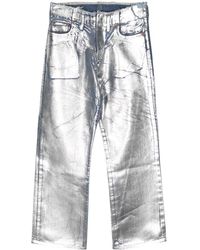 Doublet - Silver Foil-coated Jeans - Lyst
