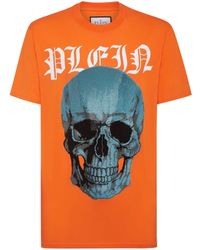 Philipp Plein - Crystal-embellished Skull-print Cotton T-shirt - Lyst