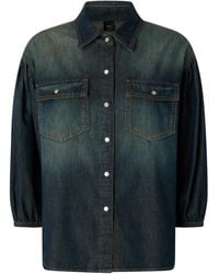 Pinko - Denim Shirt With Balloon Sleeves - Lyst