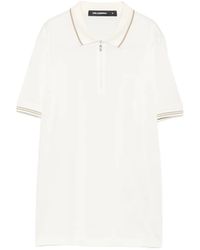 KARL LAGERFELD - Striped-Trim Zip-Fastening Polo Shirt - Lyst