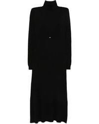Elisabetta Franchi - Wool Blend Dress With High Neck - Lyst