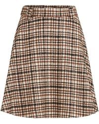 Brunello Cucinelli - Comfort Checked Wool And Alpaca Mini Circle Skirt - Lyst