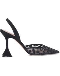 AMINA MUADDI - Holli Leopard-Print Mesh Slingback Pumps - Lyst