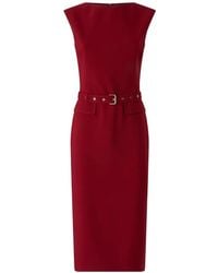 Pinko - Fitted Crepe Midi Dress With Matching Belt - Lyst