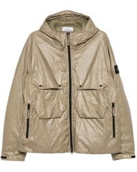 Stone Island - Logo-Patch Hooded Padded Jacket - Lyst