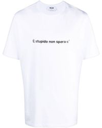 MSGM - T-Shirt mit Slogan-Print - Lyst