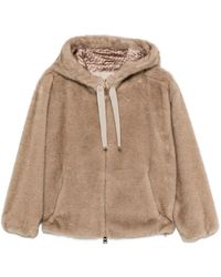 Herno - Plush Hooded Jacket With Metallic Drawstrings - Lyst