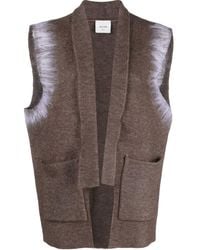 Alysi - Fur-trim Knitted Sleeveless Cardigan - Lyst