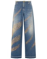 Roberto Cavalli - Vaqueros anchos con efecto envejecido - Lyst