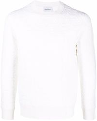 Ferragamo Raised Gancini-pattern Sweatshirt - White