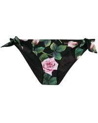 Dolce & Gabbana Bikinislip Met Roosprint - Zwart
