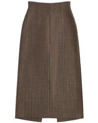 Maison Margiela - Herringbone-Pattern Virgin Wool Skirt - Lyst