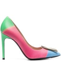 Moschino - 100M Logo-Plaque Leather Pumps - Lyst