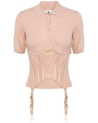 Elisabetta Franchi - Knit Bustier-Style Polo Shirt - Lyst