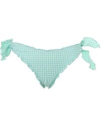 MC2 Saint Barth - Moon Seersucker Gingham Side-Tie Bikini Bottoms - Lyst