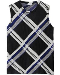 Burberry - Checked Silk Knitted Vest - Lyst