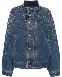 Alessandra Rich - Crystal-embellished Denim Jacket - Lyst