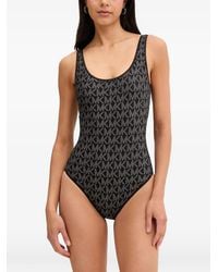 MICHAEL Michael Kors - Reversible Logo Scoopneck Swimsuit - Lyst
