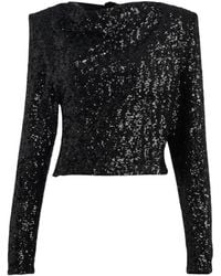 Balmain - Sequinned Top With Bow - Lyst