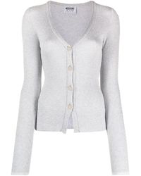 Moschino Jeans - V-neck Ribbed Cardigan - Lyst