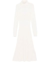 Elisabetta Franchi - Turtleneck Ribbed Dress - Lyst