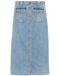 Zimmermann - Button-Front Flap-Pocket Skirt - Lyst