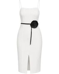 Guess - Floral-Appliqué Belted Midi Dress - Lyst