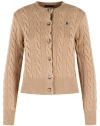 Polo Ralph Lauren - Cable-Knit Pony-Logo Cardigan - Lyst